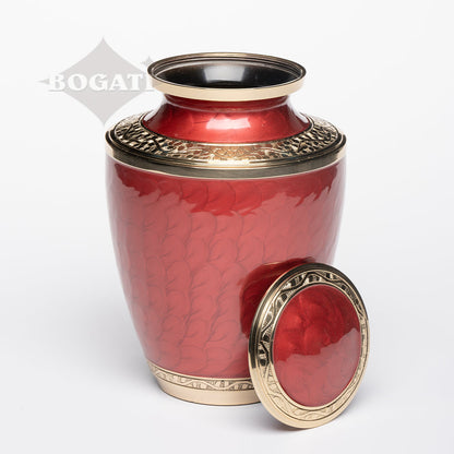 ADULT - Nickel plated Brass Urn Enamel 5-55 Red / Gold-Bands