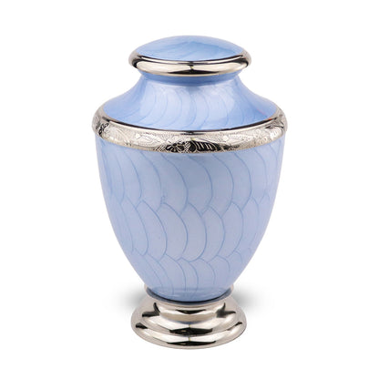 ADULT Brass-Alloy Urn -5600- Nickel Plated Brass & Enamel Blue