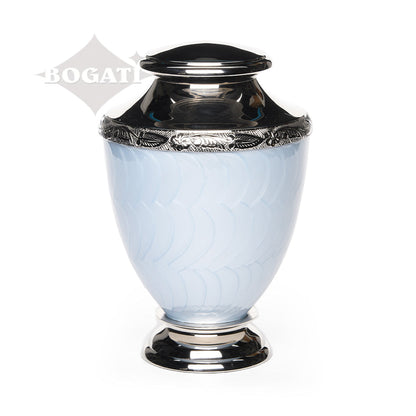ADULT Brass-Alloy Urn -5600- Nickel Plated Brass & Enamel Blue
