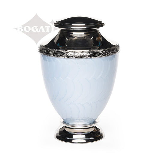 ADULT Brass-Alloy Urn -5600- Nickel Plated Brass & Enamel Blue