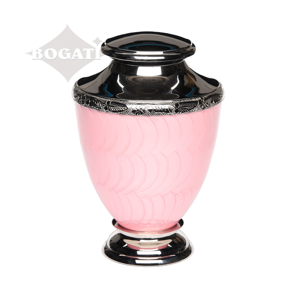 ADULT Brass-Alloy Urn -5600- Nickel Plated Brass & Enamel Pink