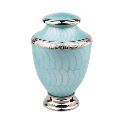 ADULT Brass-Alloy Urn -5600- Nickel Plated Brass & Enamel Teal