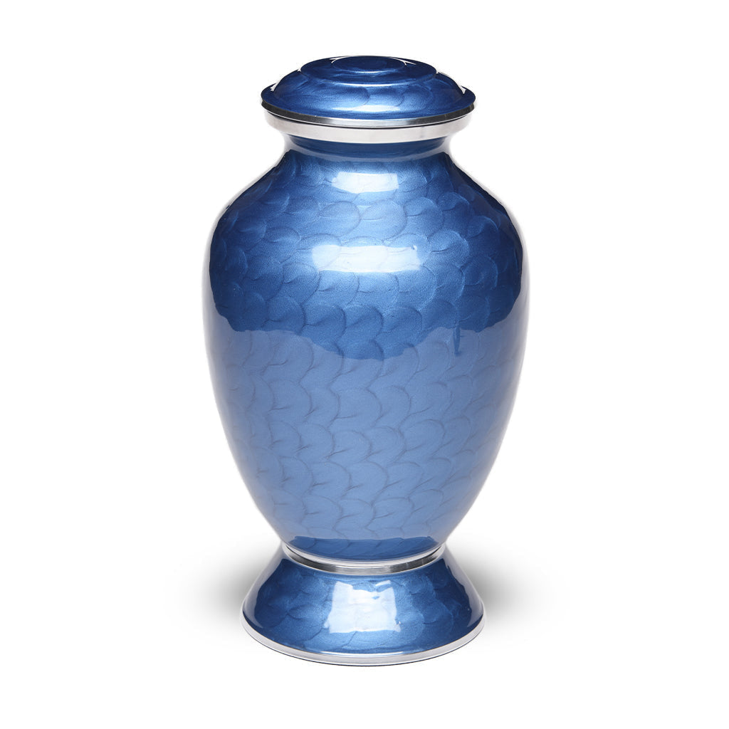 ADULT - Alloy Urn -6176-  Blue Enamel Vase-Style