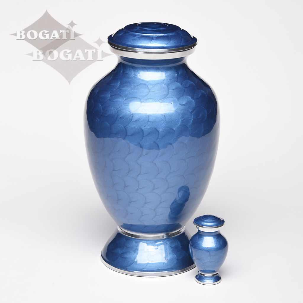 ADULT - Alloy Urn -6176-  Blue Enamel Vase-Style
