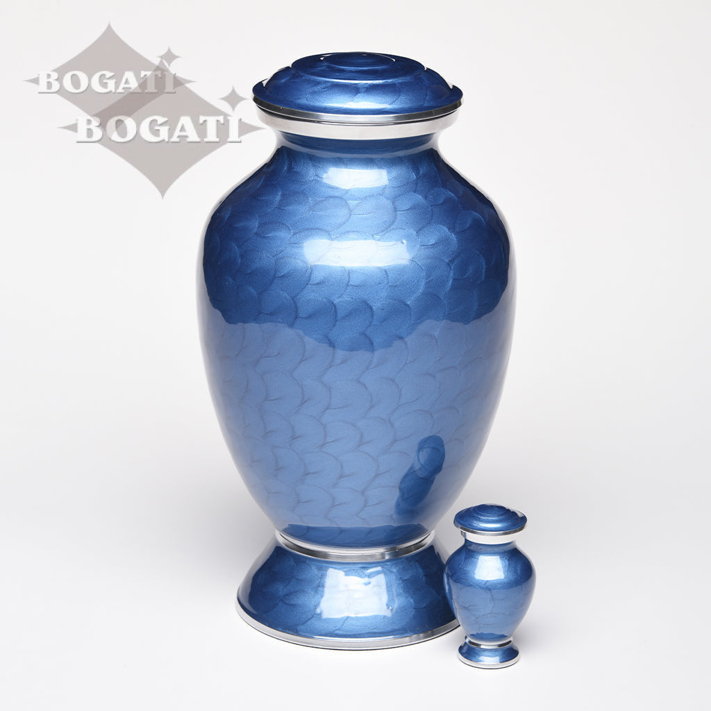 KEEPSAKE - Alloy Urn -6176- Blue Enamel Vase-Style