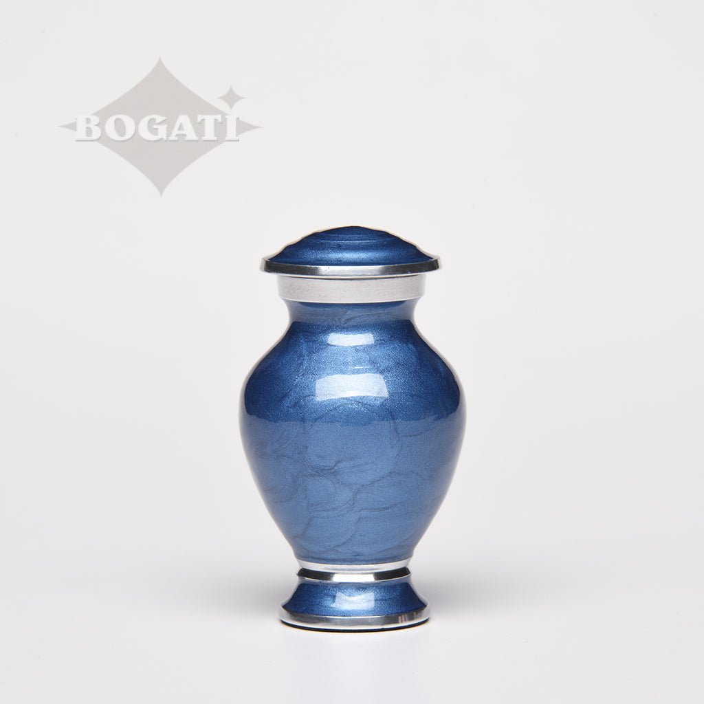 KEEPSAKE - Alloy Urn -6176-  Blue Enamel Vase-Style