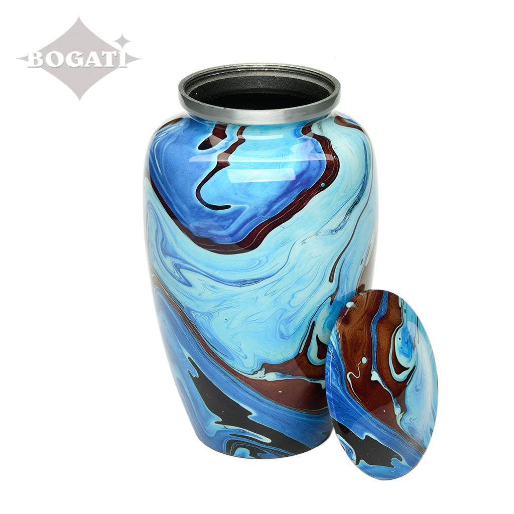 ADULT Classic Alloy Urn -9006- Brown and Blue Swirl