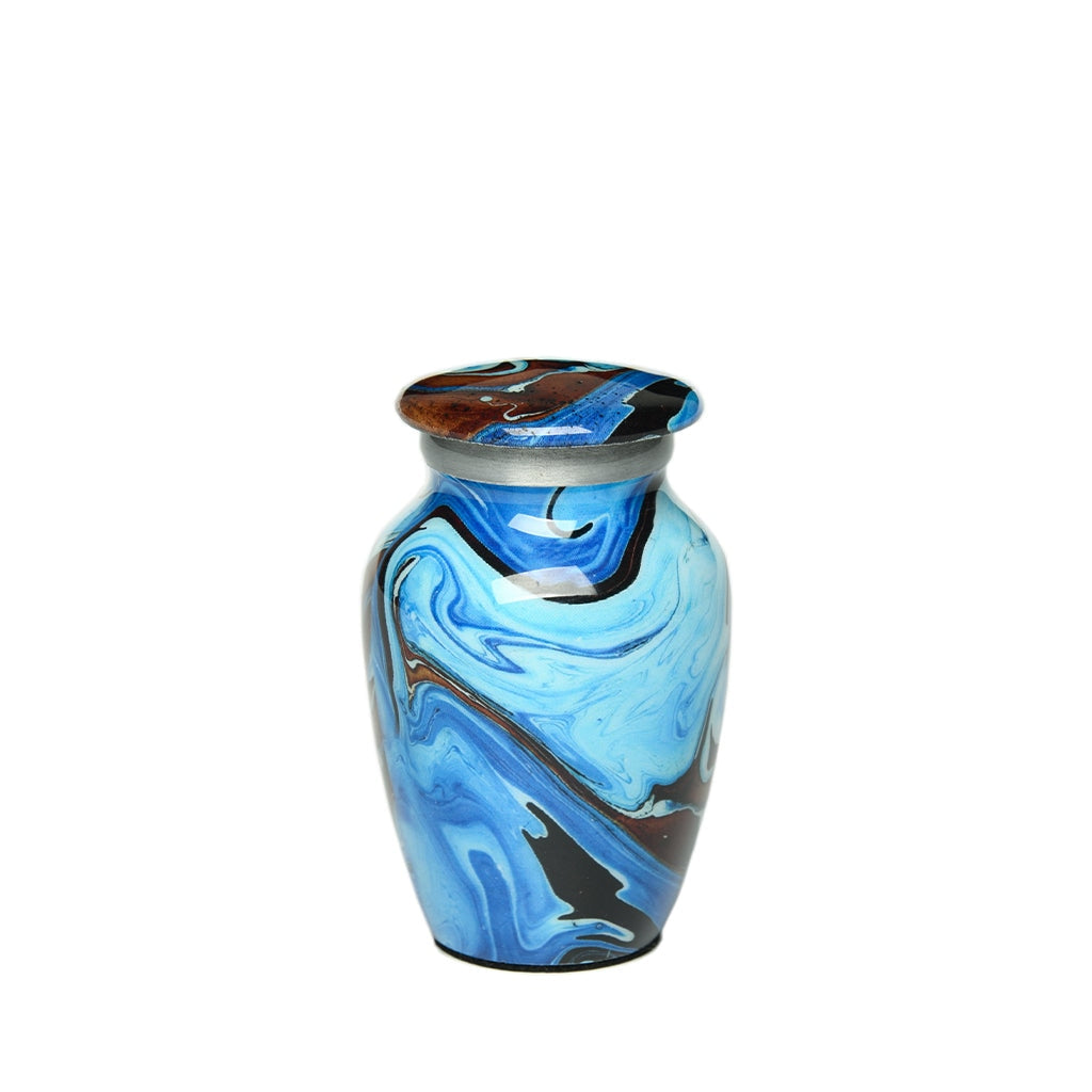 KEEPSAKE Classic Alloy Urn -9006- Brown and Blue Swirl