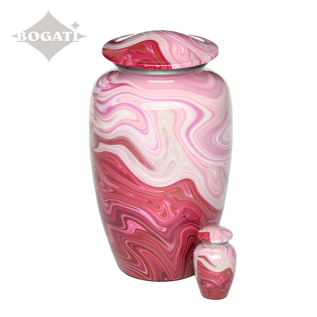 KEEPSAKE Classic Alloy Urn -9008- Red and Pink Swirl