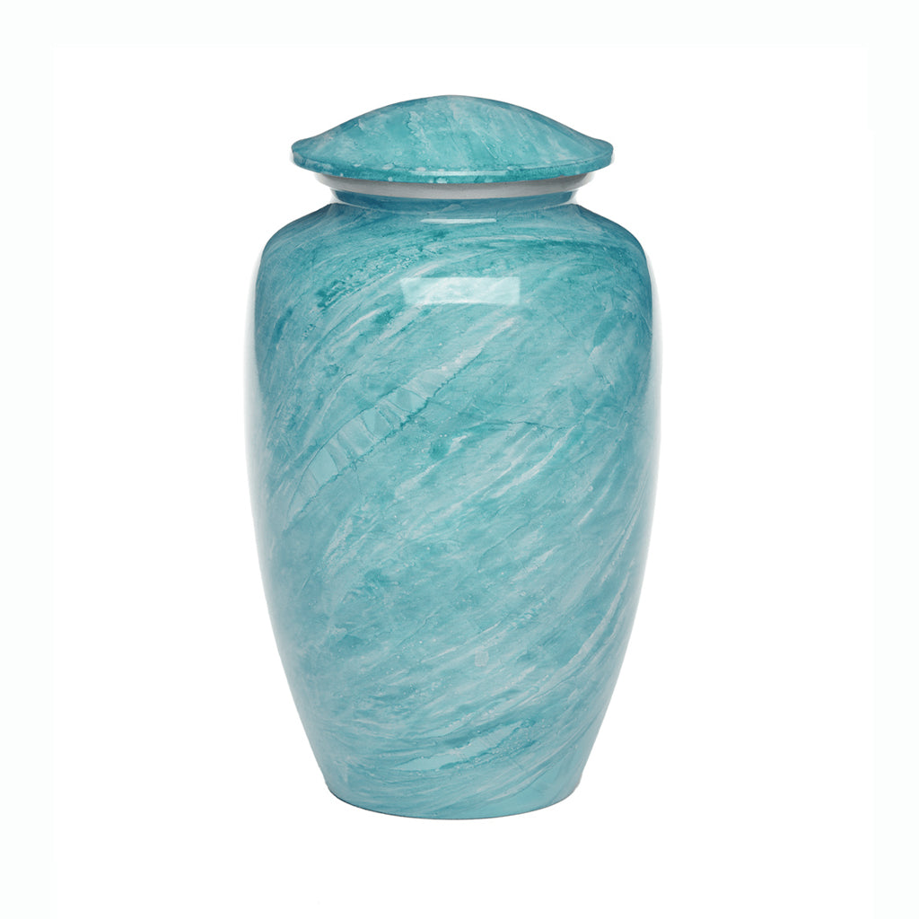 ADULT -Classic Alloy Urn - Hand-painted Stone-look Teal