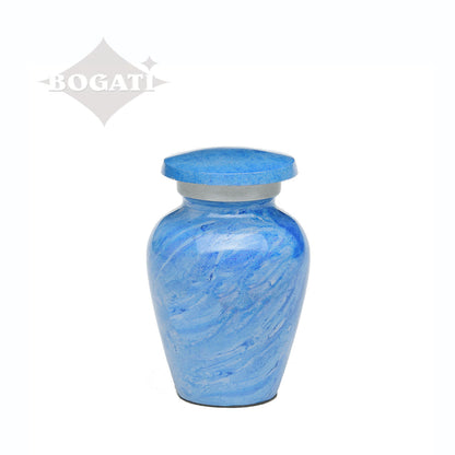KEEPSAKE -Alloy Urn -Hand Painted Stone-look Blue