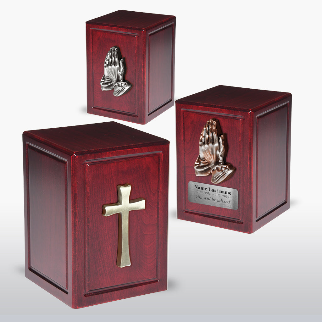 ADULT - Basswood Vertical Urn -AW04- Spiritual Accessories Dark Cherry