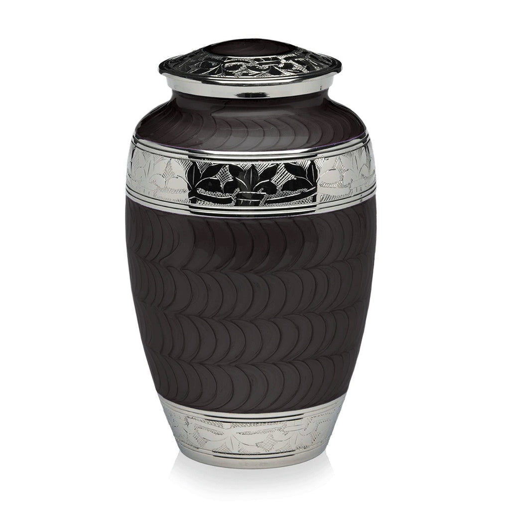 ADULT Nickel Plated Brass Urn -1528- Fleur-de-Lis Charcoal