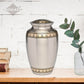 ADULT Brass Urn -2263- Brushed Pewter with Brass Hearts