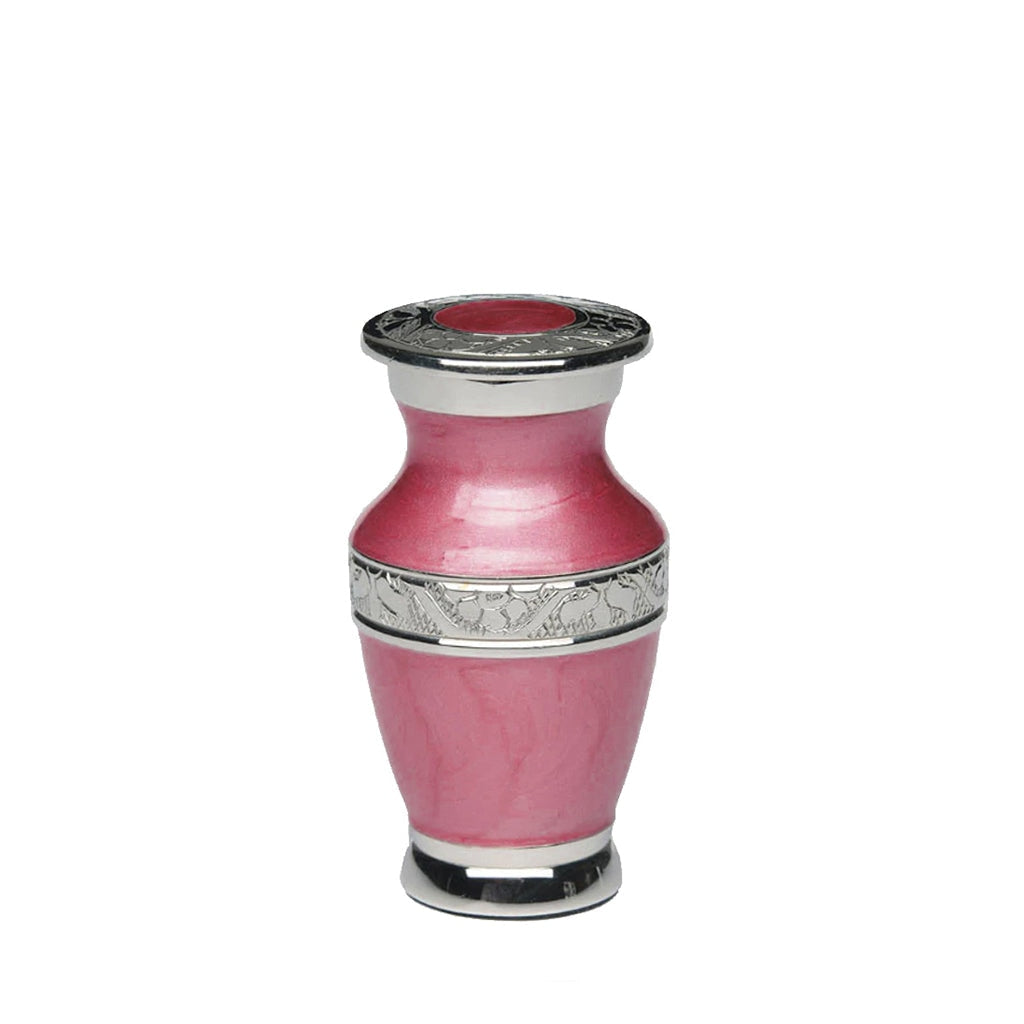 KEEPSAKE - Nickel Plated Brass urn -BAI- Enamel Pink