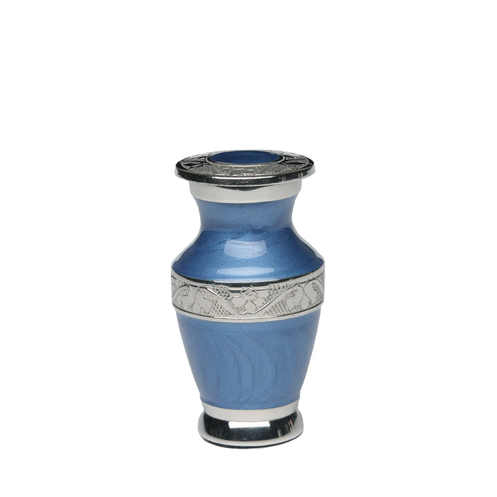 KEEPSAKE - Nickel Plated Brass urn -BAI- Enamel Blue