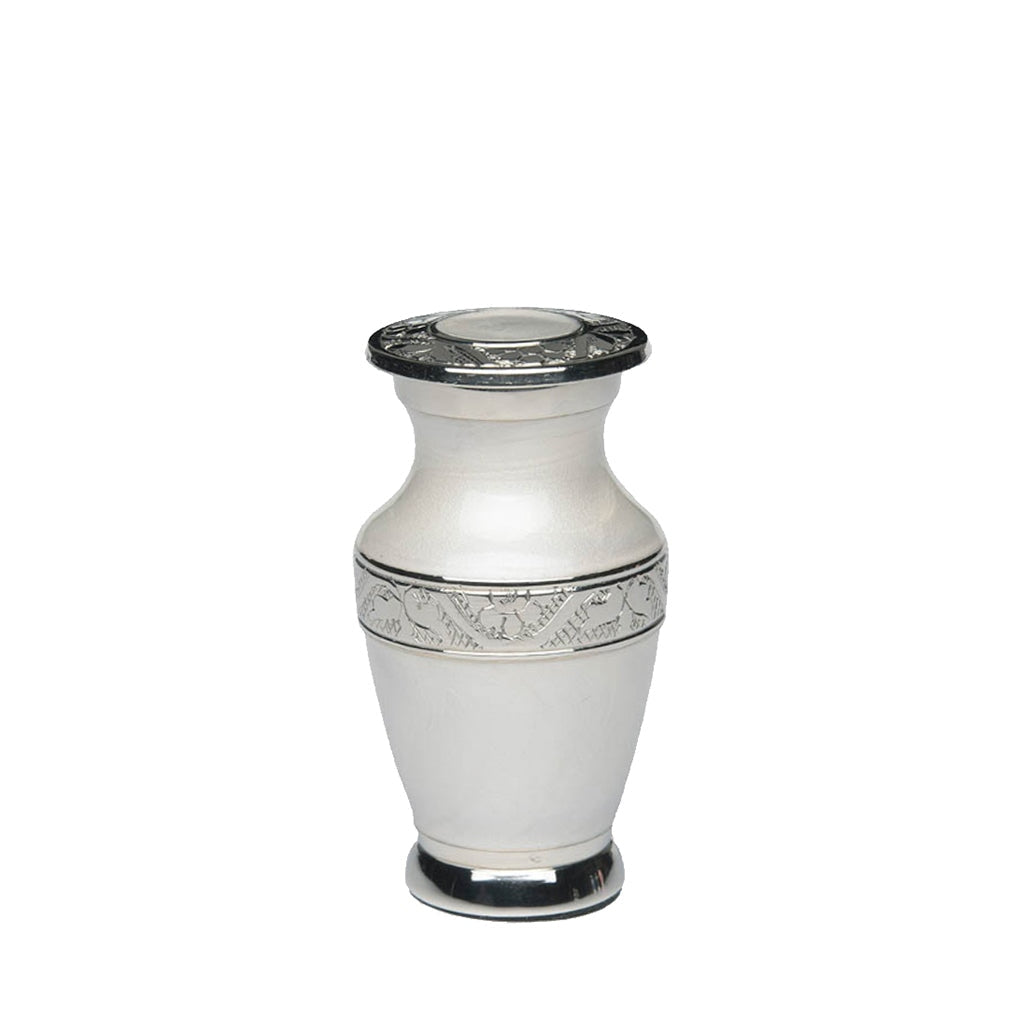 KEEPSAKE - Nickel Plated Brass urn -BAI- Enamel White