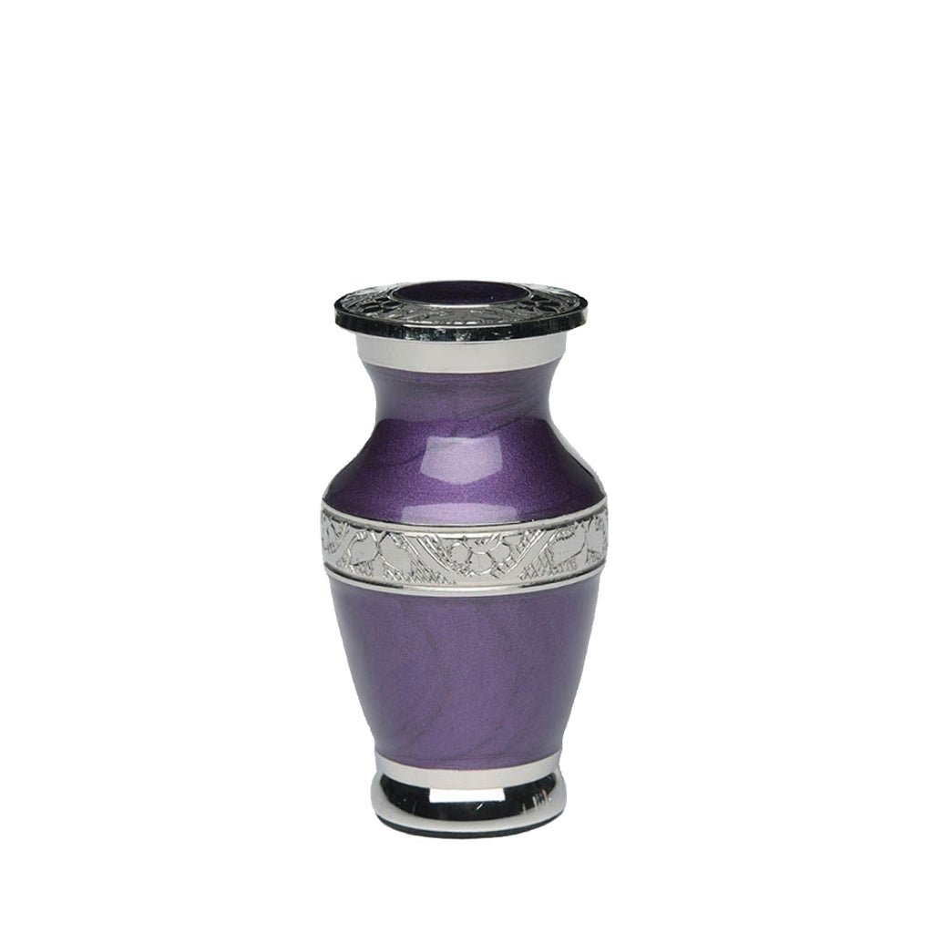 KEEPSAKE - Nickel Plated Brass urn -BAI- Enamel Purple