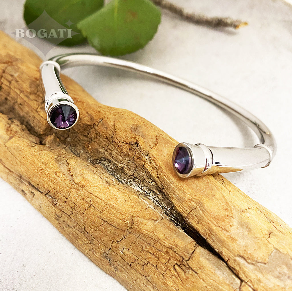 Cremation Bangle with crystal stones - Amethyst- Bogati