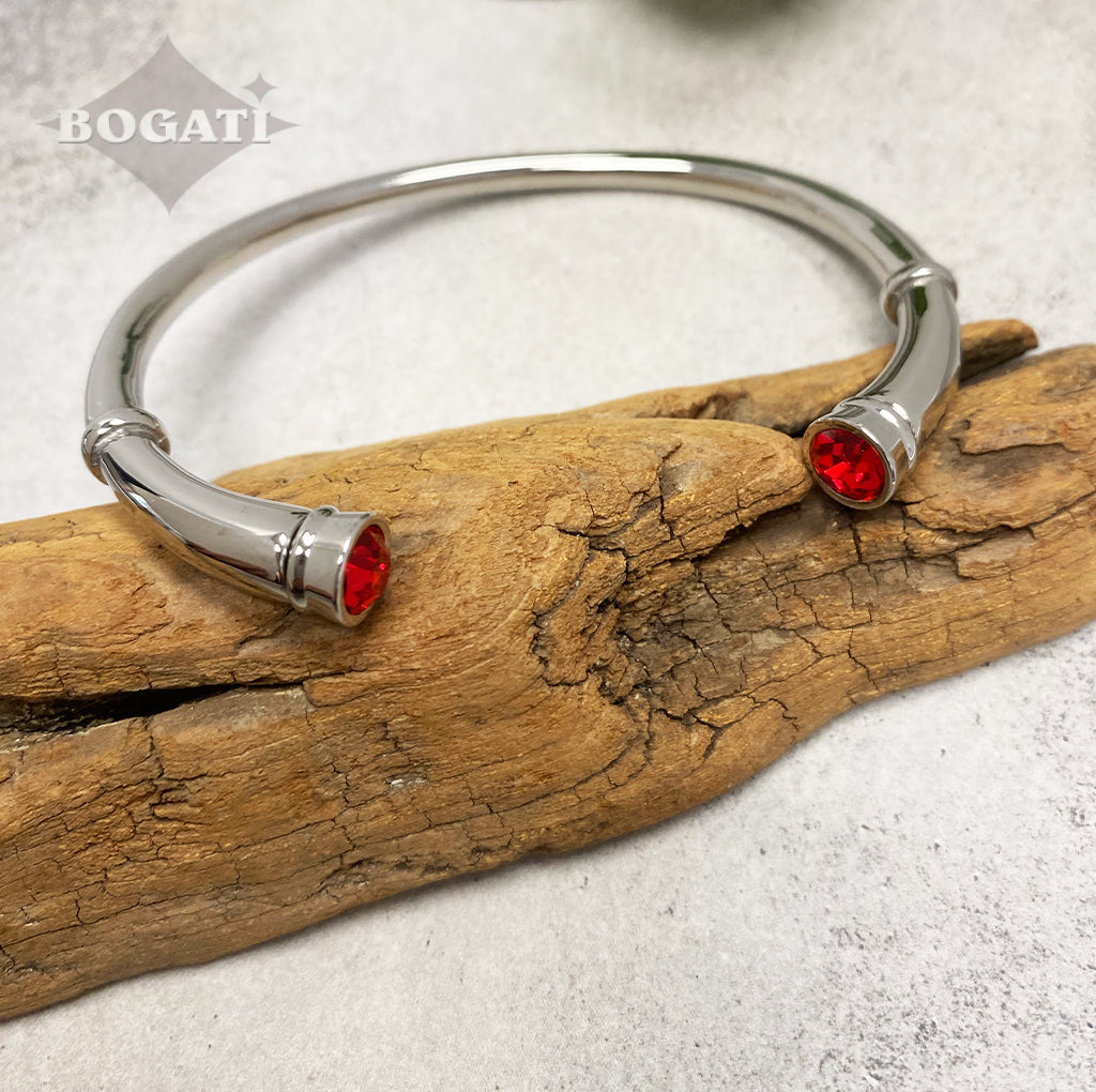 Cremation Bangle with crystal stones - ruby- Bogati