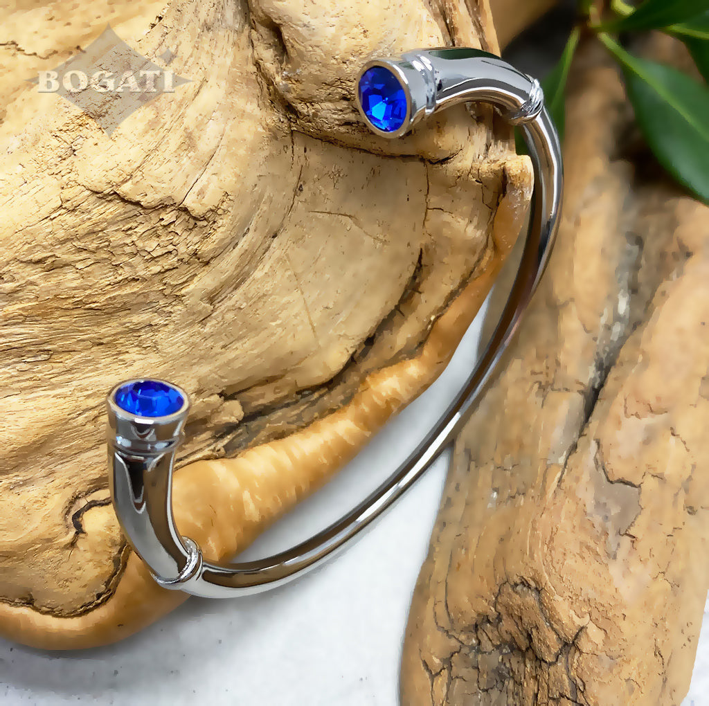 Cremation Bangle with crystal stones - Sapphire - Bogati