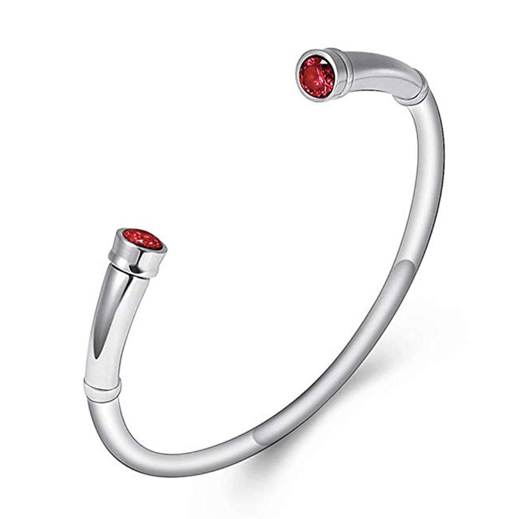 J-BANGLE 01 – Jeweled Silver-tone Cremation Bangle with Ruby Crystals