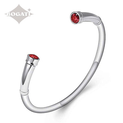 J-BANGLE 01 – Jeweled Silver-tone Cremation Bangle with Ruby Crystals