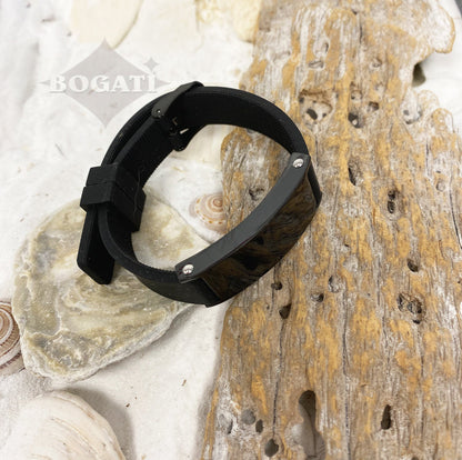 Black Silicone Strap Bracelet with Black-tone Plaque
