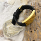 J-BRAC-10 Black Silicone Strap Bracelet with Gold-tone Plaque