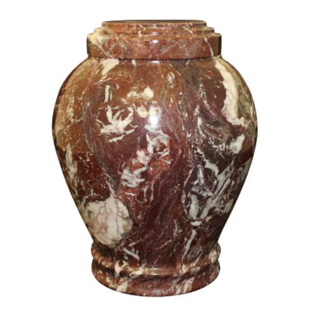 ADULT - Embrace Red Zebra Natural Marble Urn