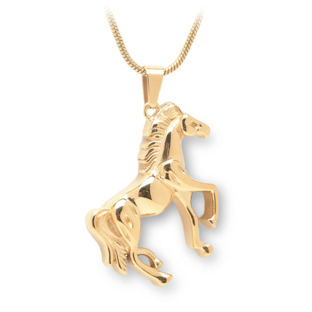 J-1512 Horse - Gold-Tone - Pendant with Chain