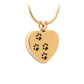 J-004 - Four Paw Print Heart Pendant With Chain Gold