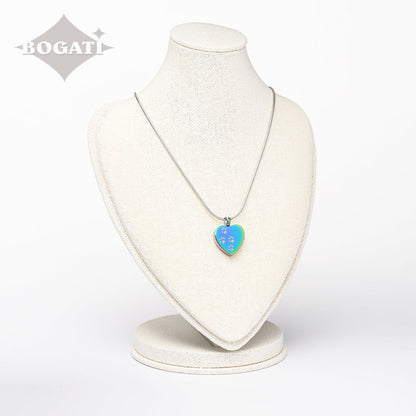 J-004 - Four Paw Print Heart Pendant With Chain