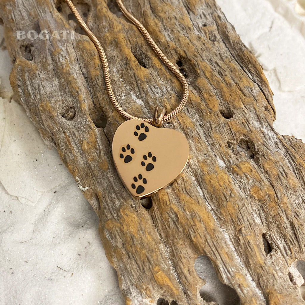 J-004 - Four Paw Print Heart - Pendant with Chain