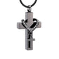 J-010 - Collar Cross with Rhinestones - Pendant with Chain - Black