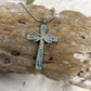 J-014 Infinity Cross with Blue Rhinestones - Pendant with Chain