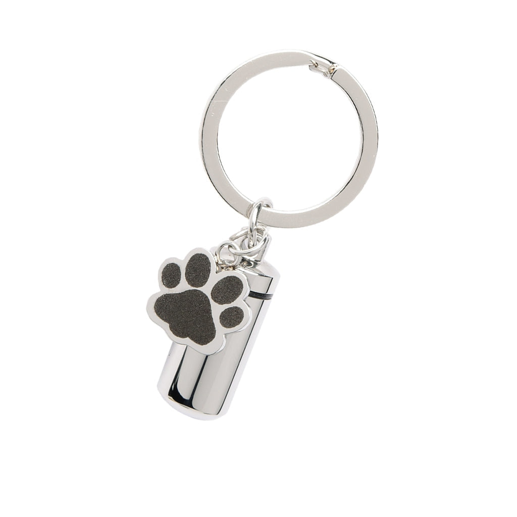 J-022 - Cylinder With Paw Print Charm Keychain