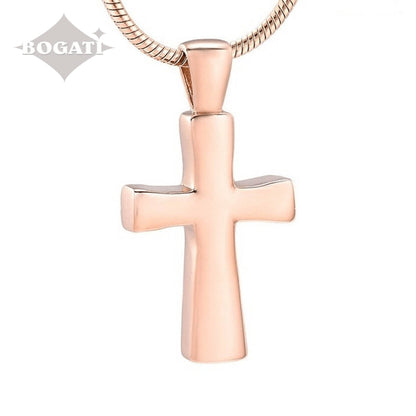 J-043 - Cross - Pendant with Chain - Rose Gold