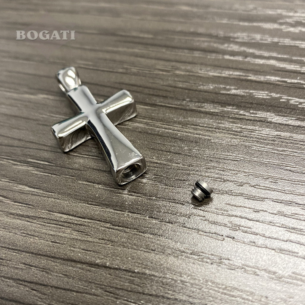 J-043 - Silver Cross - Silver-tone - Pendant with Chain