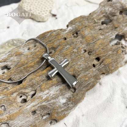 J-043 - Silver Cross - Silver-tone - Pendant with Chain