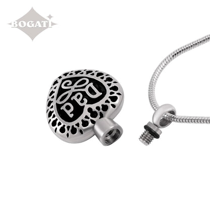 J-057 - Black & Silver Family Heart - Pendant with Chain - Dad