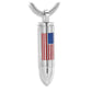 J-1036 - American Flag Bullet - Silver-tone - Pendant with Chain