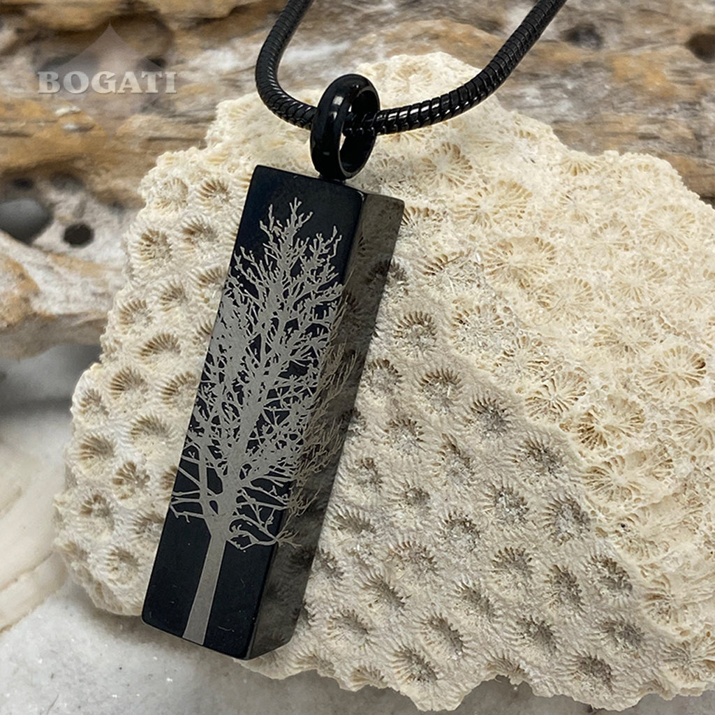 J-105 - Black Bar with Tree of Life - Pendant with Chain