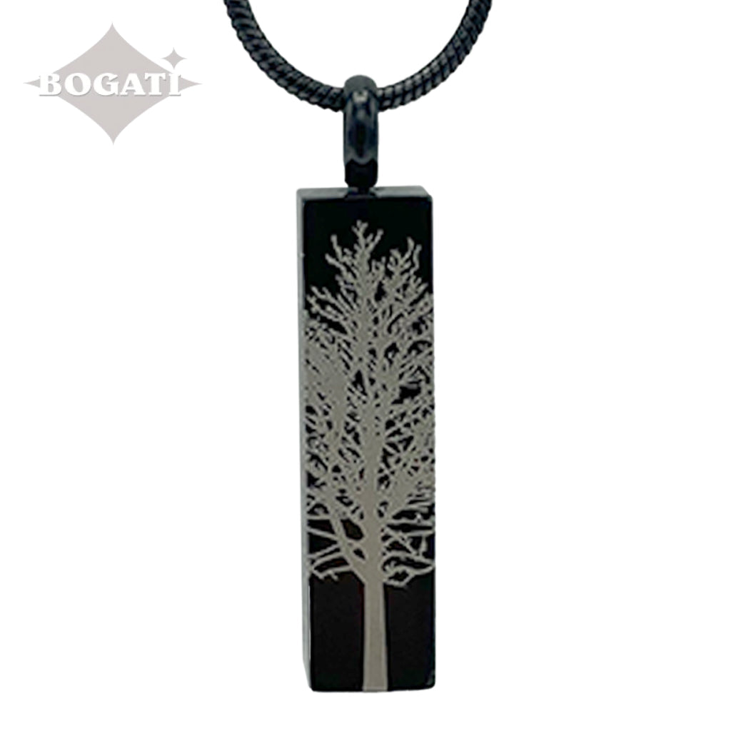 J-105 - Black Bar with Tree of Life - Pendant with Chain