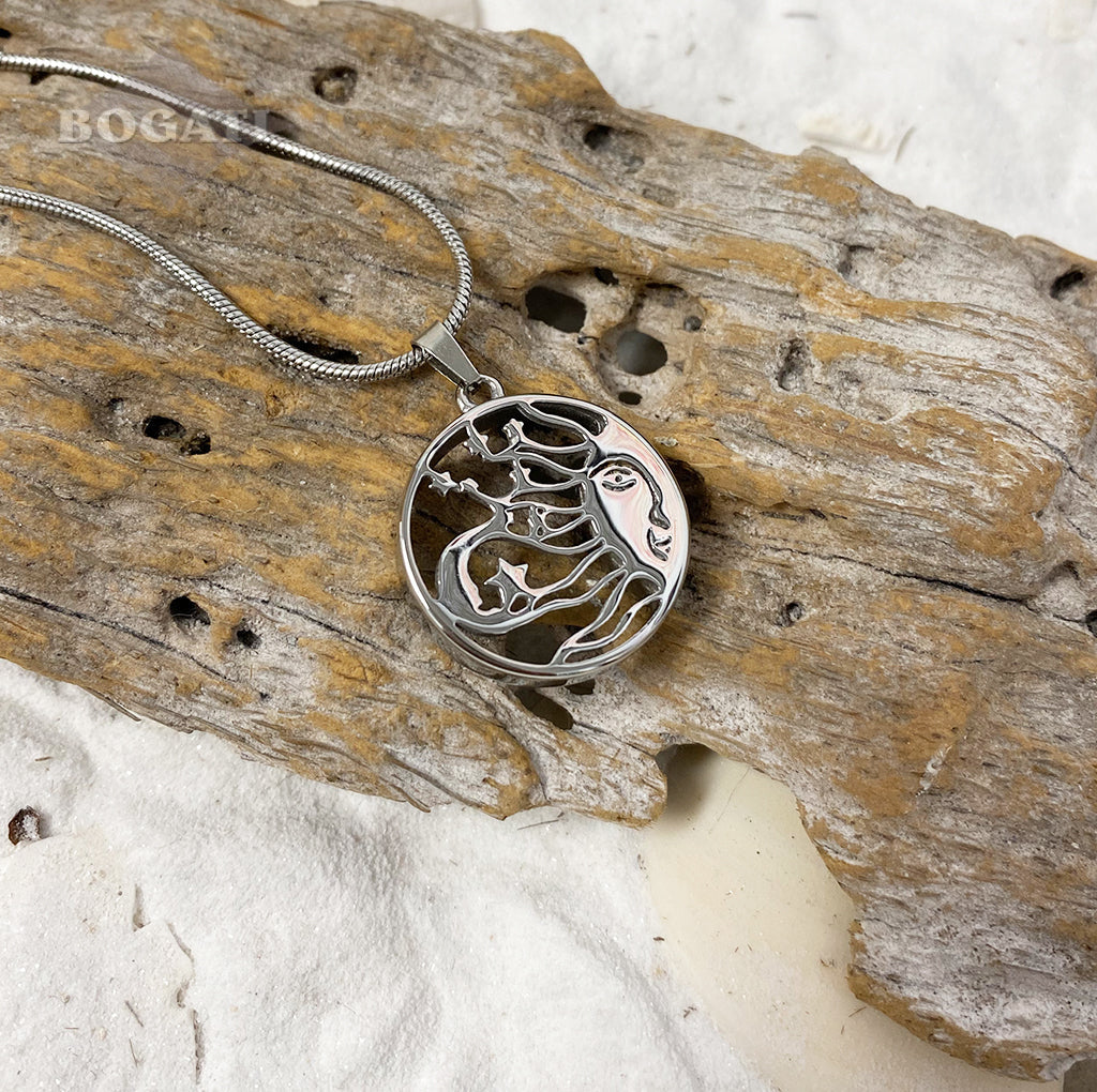 J-122 – Sun & Moon - Silver-tone- Pendant with Chain