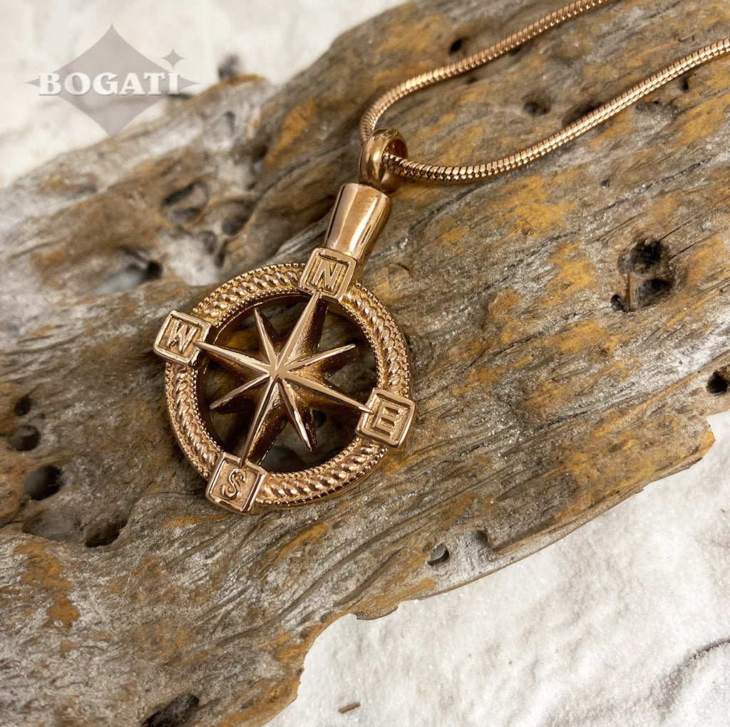 J-124 - NorthStar Compass - rose gold-tone - Pendant with Chain