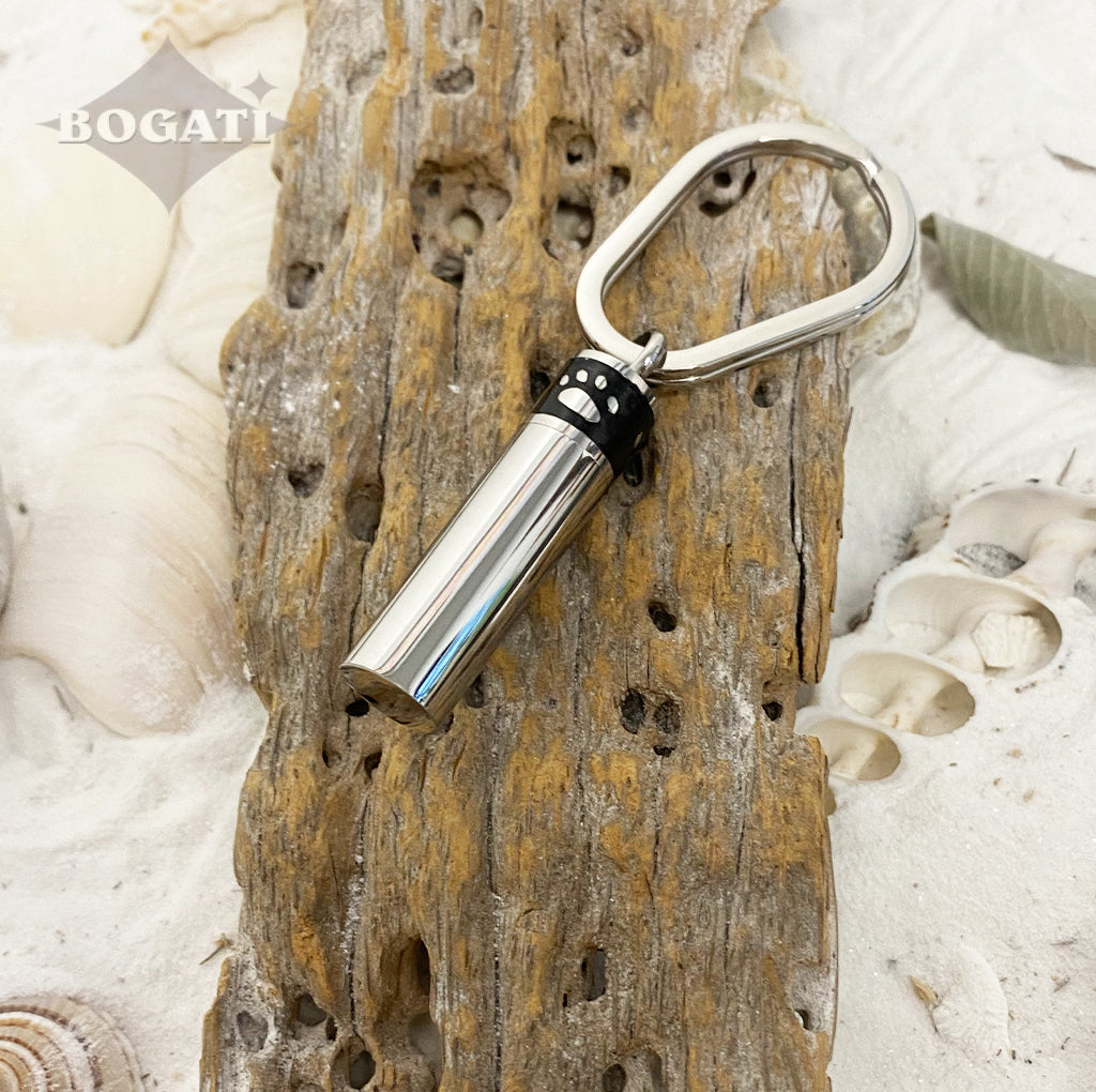 Banded Paw Print Cylinder  memorial Keychain-