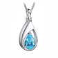 J-1300 Silver-tone Teardrop with Birthstone Simulated Gem- Pendant with Chain - December