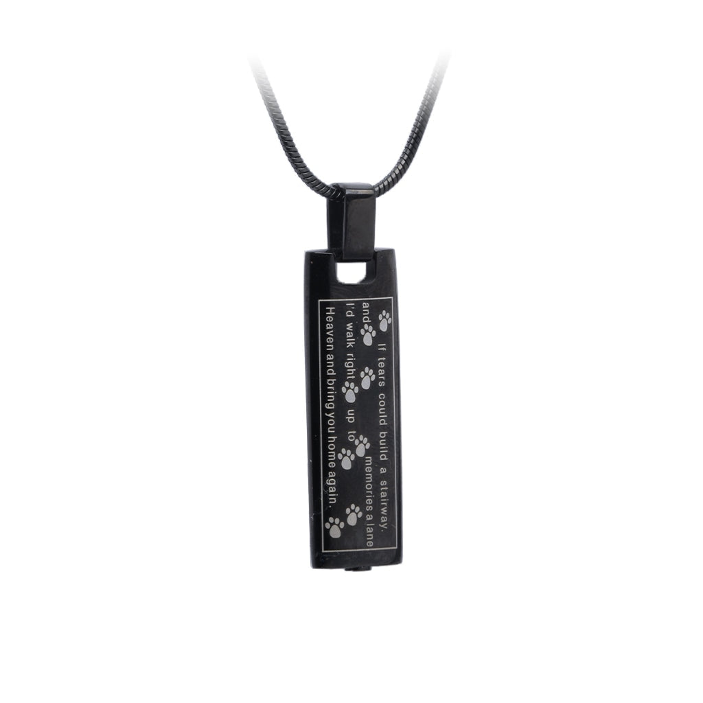 J-137 - Cylinder Bar With Poem Pendant Chain Black