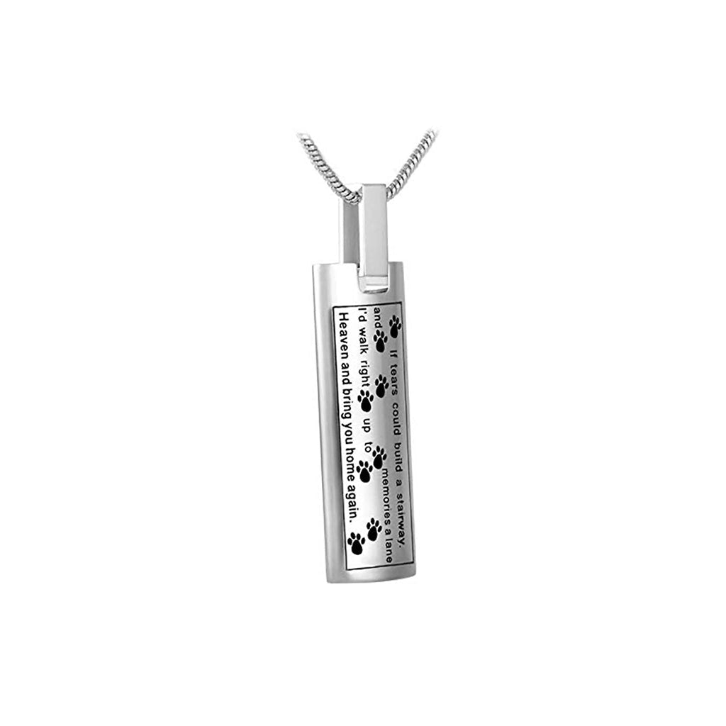 J-137 - Cylinder Bar With Poem Pendant Chain Silver